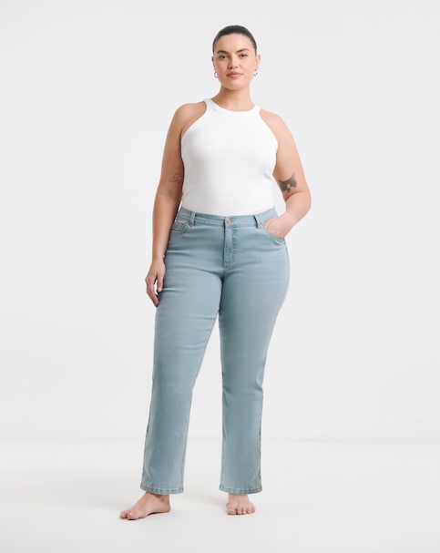 Simply Be Womens 24/7 Stretch Straight Leg Jeans - Light Wash