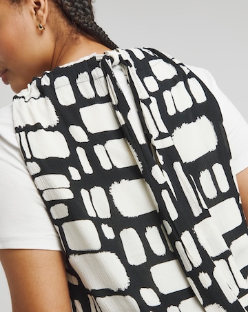 Simply Be Mono Print Crinkle Wide Leg Jumpsuit With Pockets