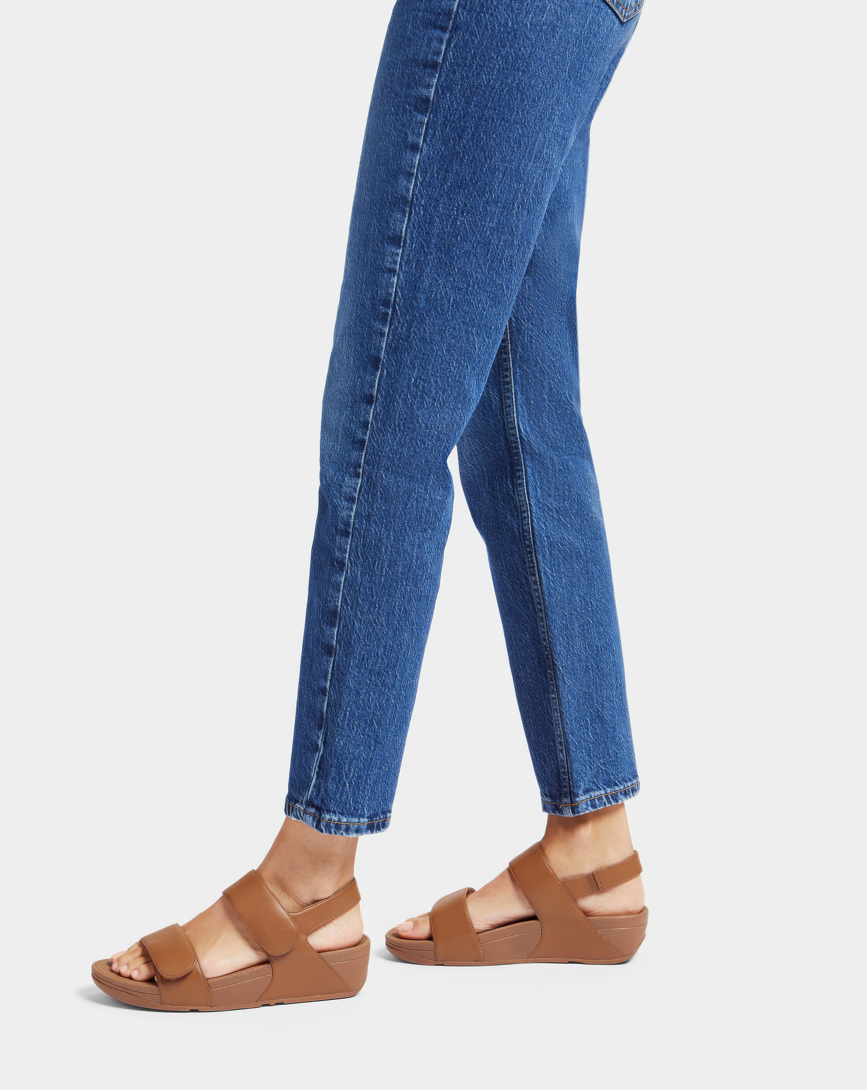 Fit Flop Light Tan Lulu Adjustable Leather Back-Strap Sandals -Standard Fit  (D) | Simply Be