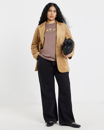 Simply Be Dark Chocolate Embroidered Coffee & Pastry T-Shirt