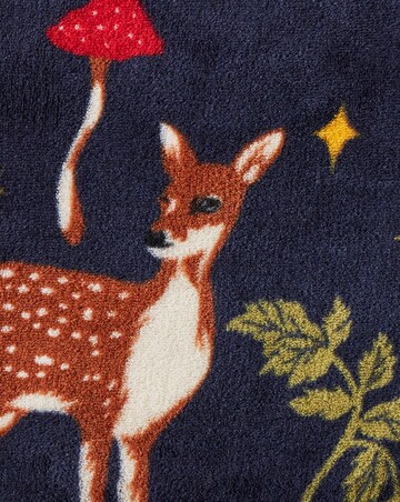 Woodland Animals Fleece Throw - Navy