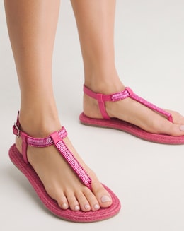 Simply Be Marcia Embellished Flat Sandals - Wide Fit (E)