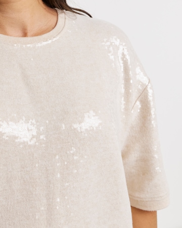 Cream Soft Touch Sequin Top