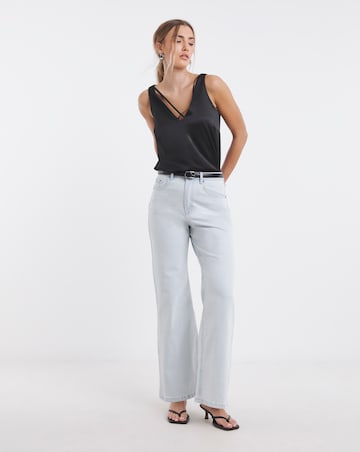 Black Sleeveless Criss Cross Satin Cami