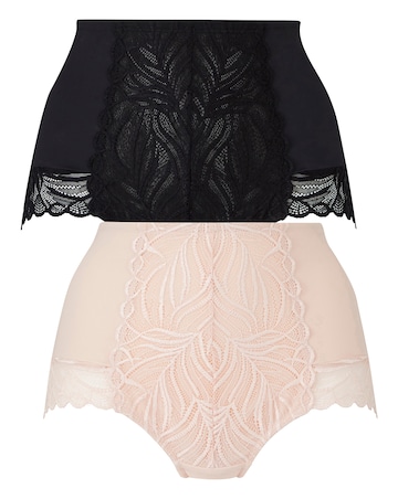 MAGISCULPT Firm Control 2 Pack Tummy Control High Waist Briefs Blush/Black