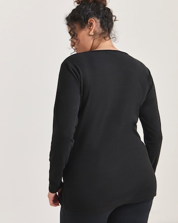 Pretty Secrets Thermal Brushed Fleece Long Sleeve Top -Black