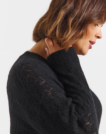 Simply Be Black Pointelle Rib Knitted Dress