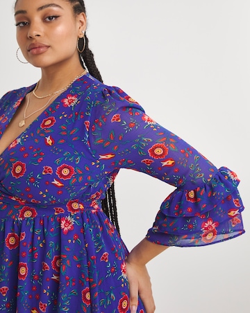 Joanna Hope Tiered Frill Sleeve Midi Dress