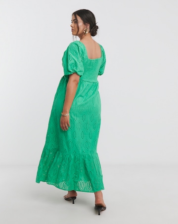 Green Broderie Maxi Dress