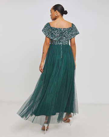 Maya Bardot Sequin Embellishment Tulle Maxi Dress
