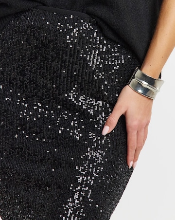 Simply Be Black Stretch Sequin Mini Skirt