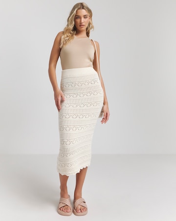 Cream Crochet Look Midaxi Skirt