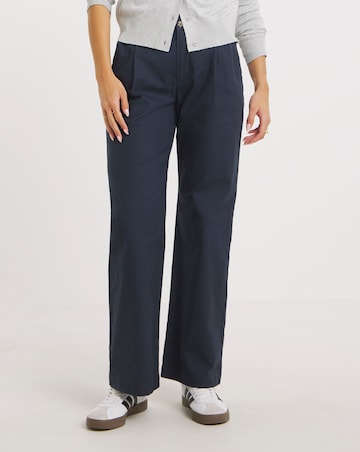 Navy Wide Leg Chino Trousers