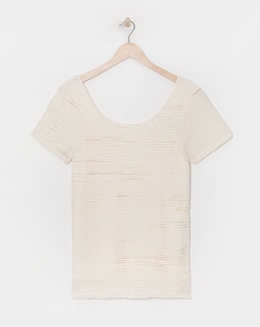 Simply Be Ivory Scoop Back Frill Lace T-Shirt