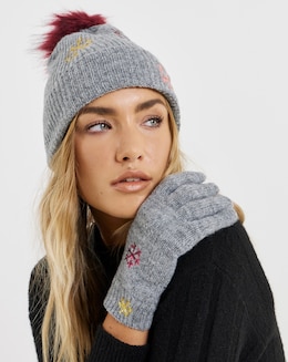 Sequin Snowflake Hat &amp; Glove Gift Set