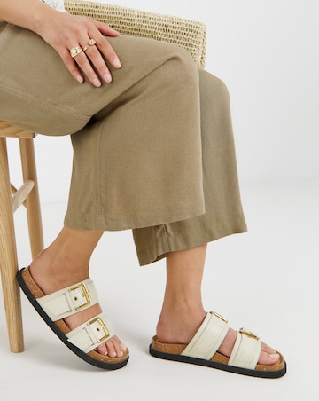 Chester Suede Two Strap Mule Sandals - Wide Fit (E)