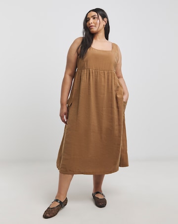 Brown Cargo Utility Midi Dress