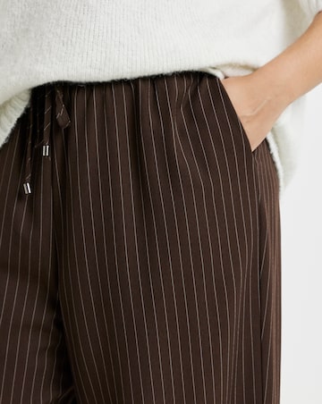 Pinstripe Drawstring Wide Leg Trousers