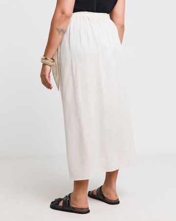 Natural Linen Wrap Midaxi Skirt