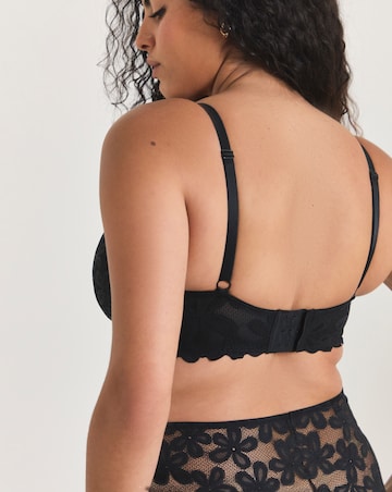 Pretty Secrets (2 Pack) Daisy Lace Non Wired Padded Plunge Bras (B-F) Blk/Almond