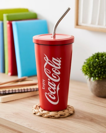 Coca-Cola Stainless Steel Travel Mug with Straw