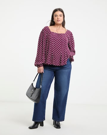 Polka Dot Button Down Tea Blouse