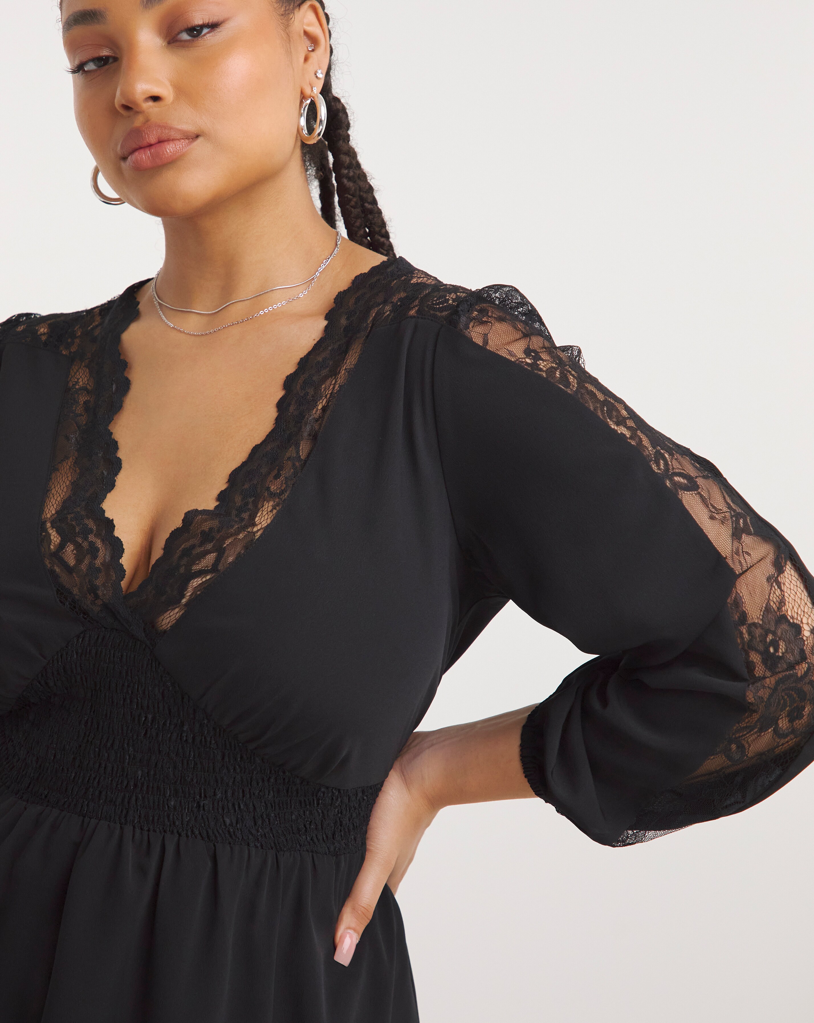 Black lace skater dress uk online
