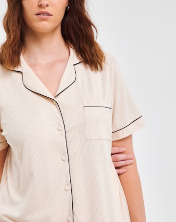 Pretty Secrets Supersoft Ribbed Button Through Pyjama Set