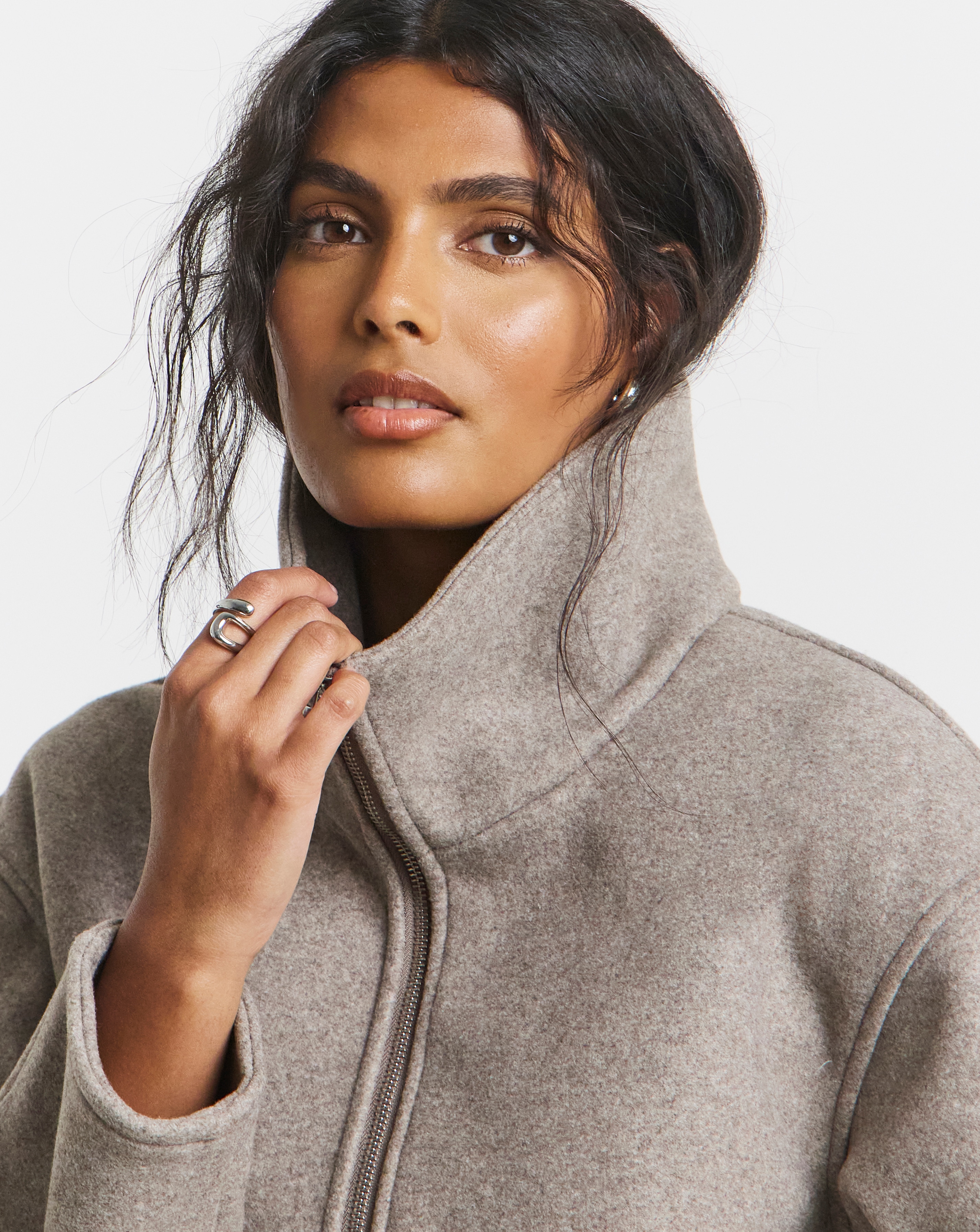 Neutral Zip Through Wool Look Jacket | Simply Be