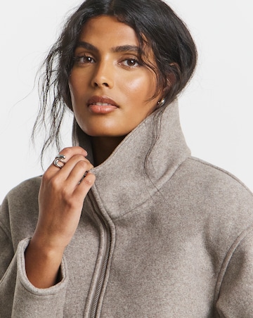 Neutral Zip Through Funnel Neck Jacket