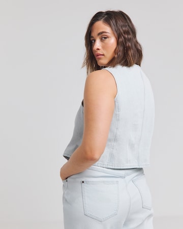 Bleach Wash Button Down Denim Waistcoat