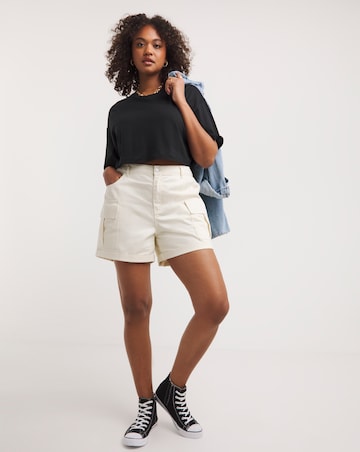 Ecru Cargo Utility Shorts