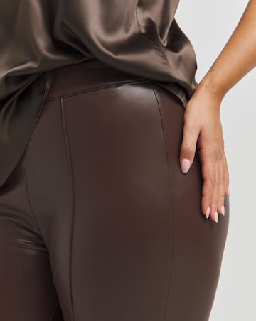 Seam Detail High Waist PU Leggings