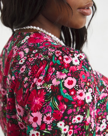 Floral Print Shirred Longline Boxy Top