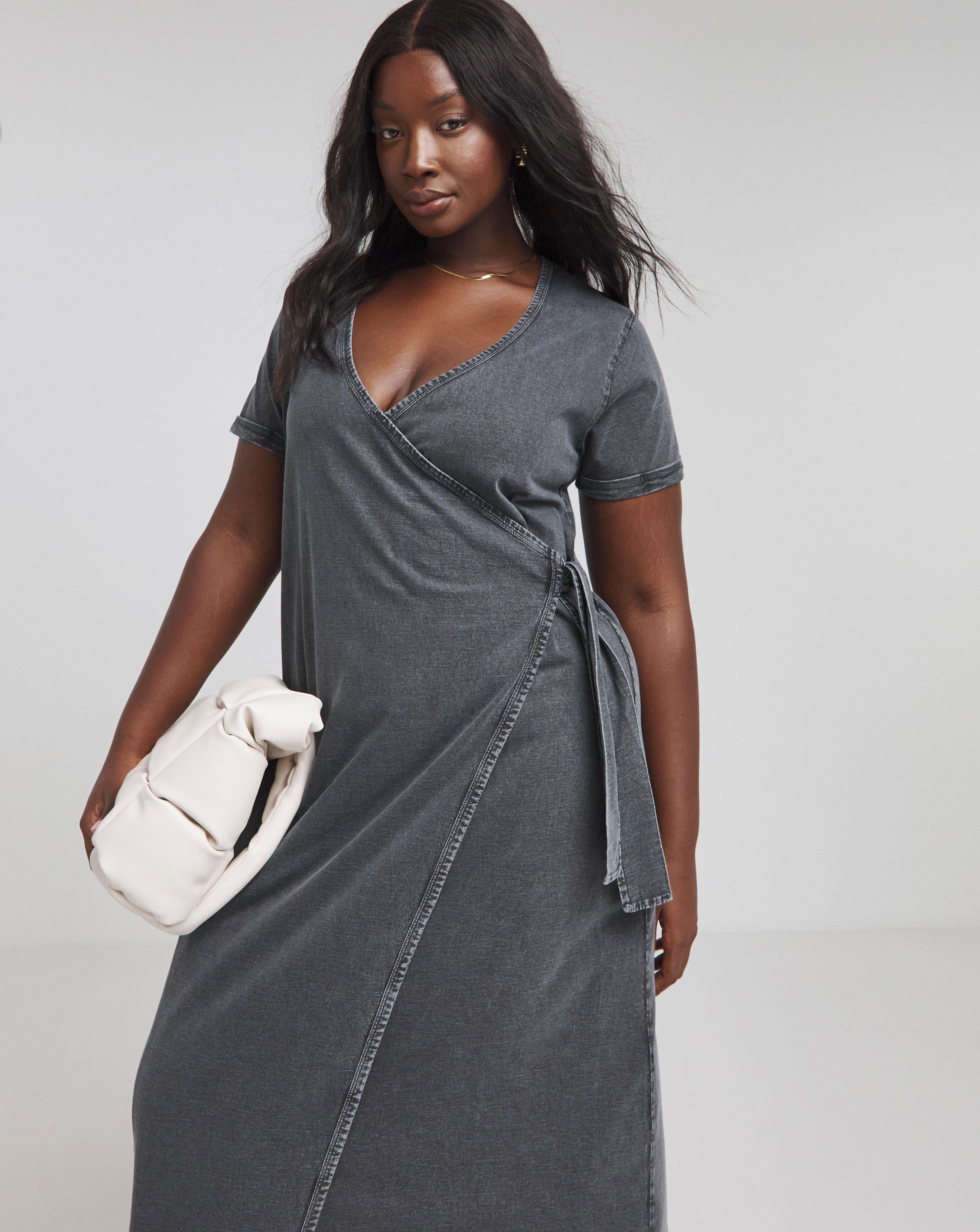 Acid Wash Cotton Jersey Short Sleeve Midi Dress Simply Be