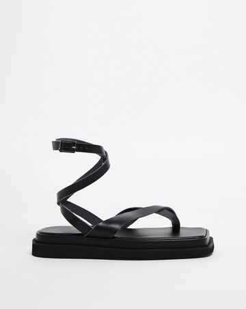 Trixie Leather Ankle Tie Square Toe Sandals Wide Fit