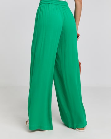 Green Crinkle Wide Leg Trousers
