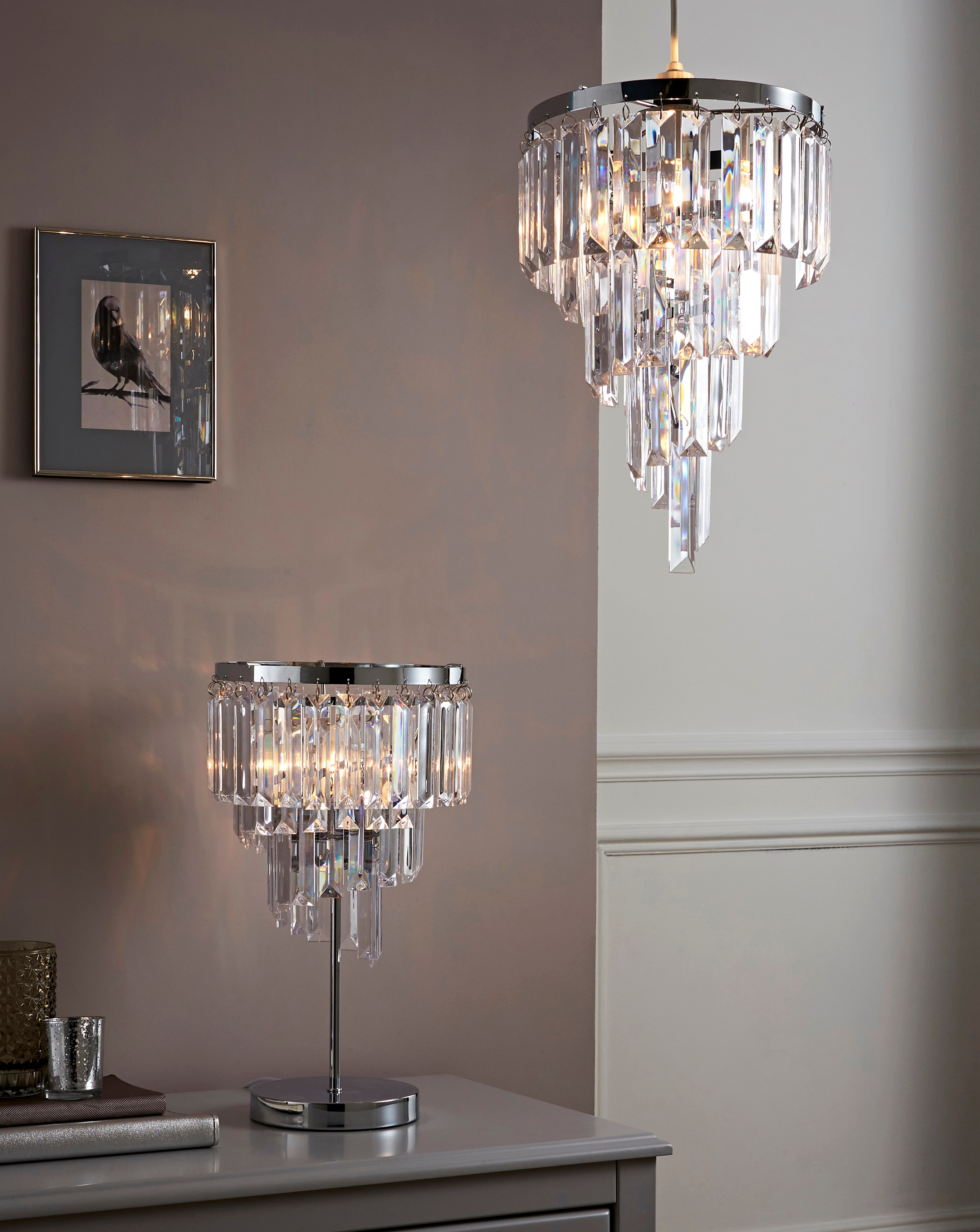 Clear Acrylic Chrome Spiral Easy Fit Pendant Shade