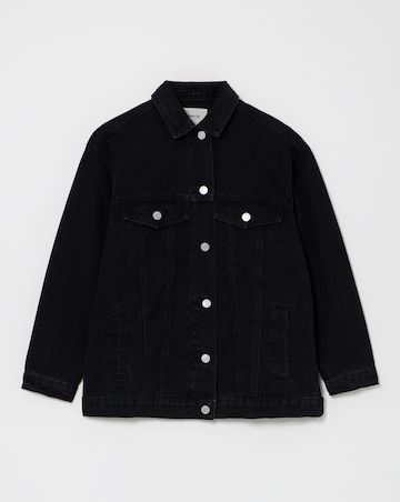 Simply Be Washed Black Los Angeles Graphic Denim Jacket