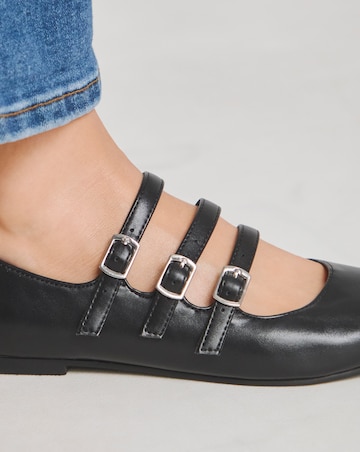 Jemma Multi Strap Mary Jane Ballerina Extra Wide EEE Fit