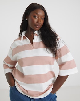 Pink &amp; White Stripe Rugby Top
