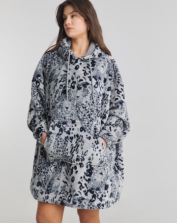 Oversized Leopard Print Hooded Lounge Dress