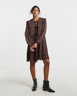 Ditsy Print Bow Detail Skater Dress