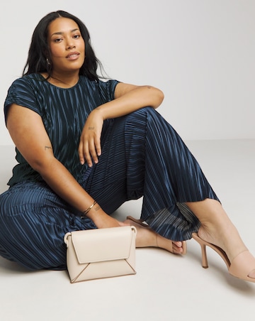 Joanna Hope Metallic Plisse Wide Leg Trousers