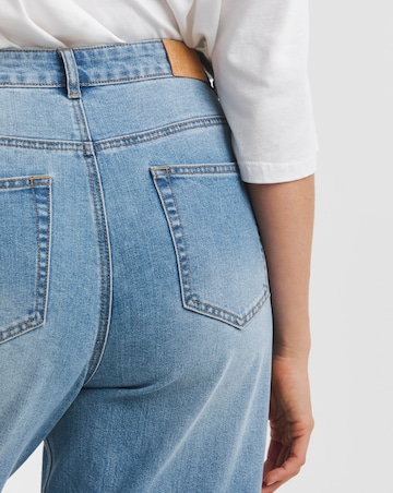 Simply Be Mid Blue Cropped Turn Up Wide Leg Jeans