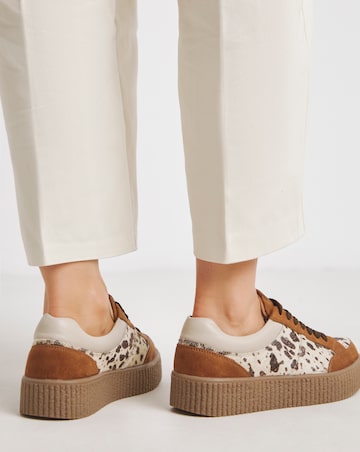Beth Leather Chunky Lace Up Trainer - Wide Fit (E)