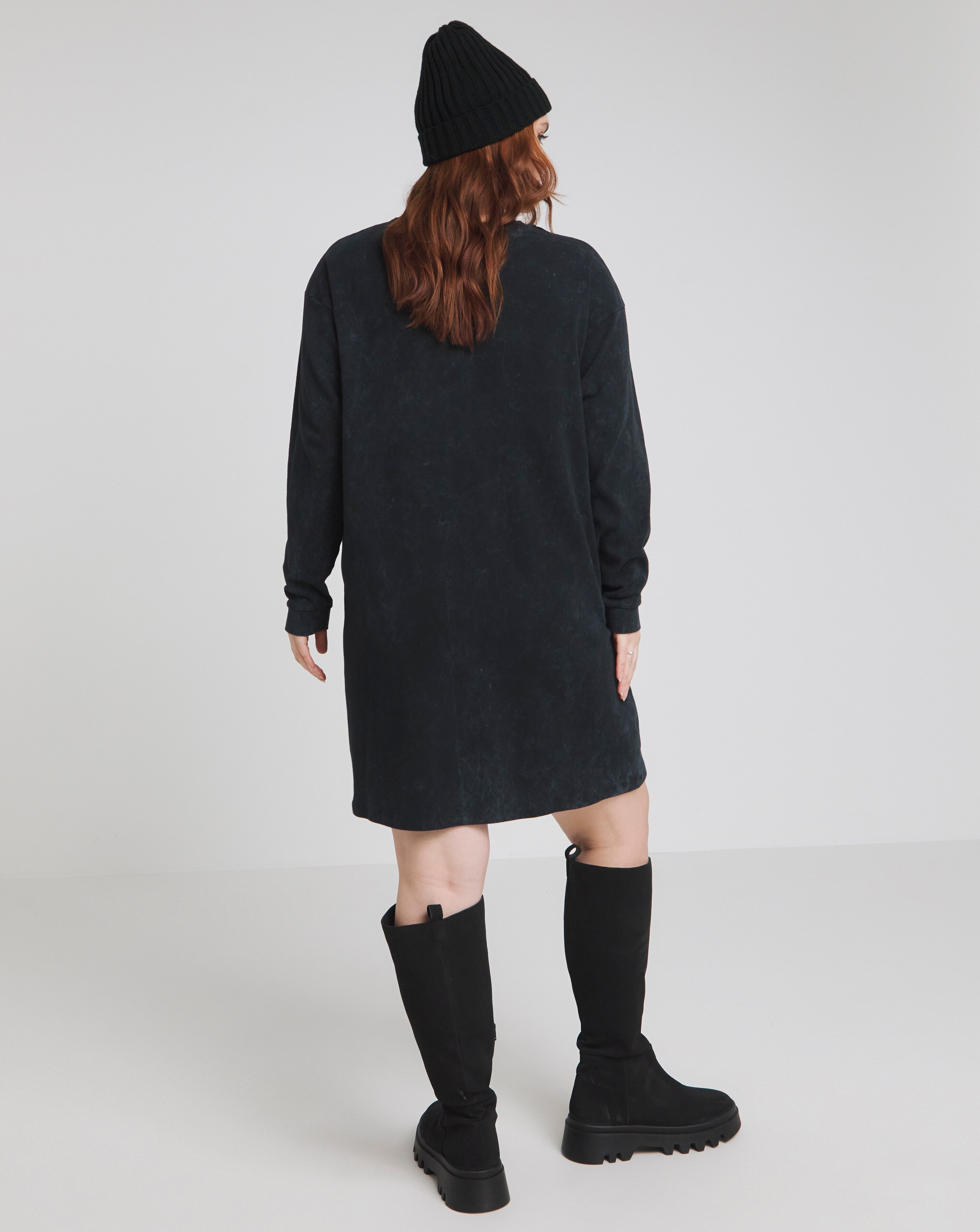 Acid Wash Long Sleeve Graphic T Shirt Dress Simply Be