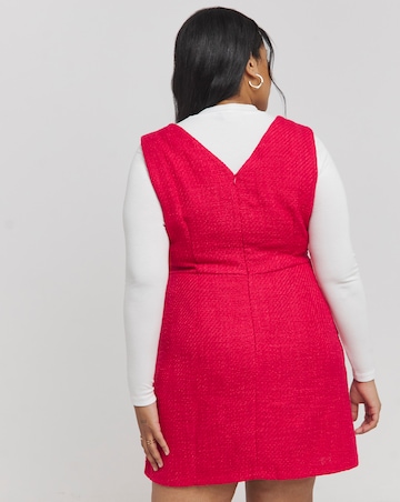 Pink Boucle Tailored Pinafore Dress