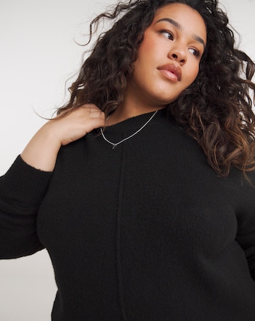 Black Seam Detail Crew Neck Jumper