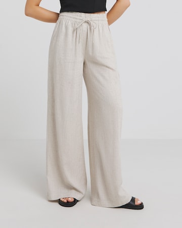 Stone Tie Waist Linen Wide Leg Trouser
